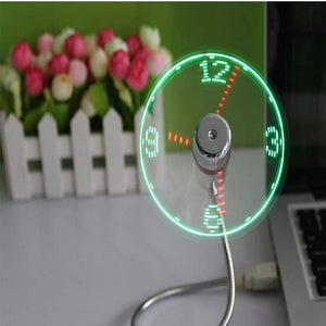 USB Mini Flexible Time LED Clock Fan With LED Light - My Nerd Shack